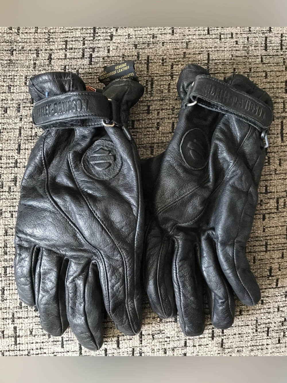 Men’s Harley Davidson Black Leather Riding Gloves